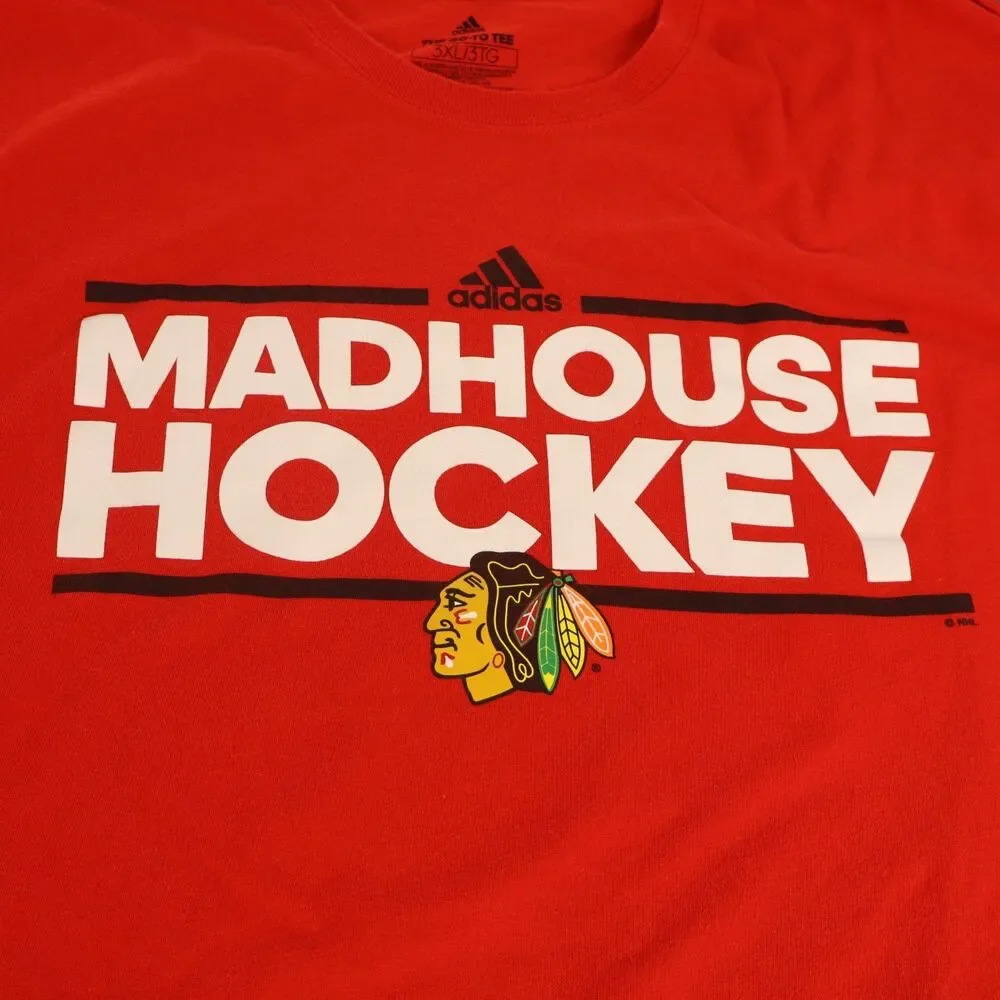 Adidas Chicago Blackhawks Madhouse Hockey Red Go-To Tee 3XL Long Sleeve